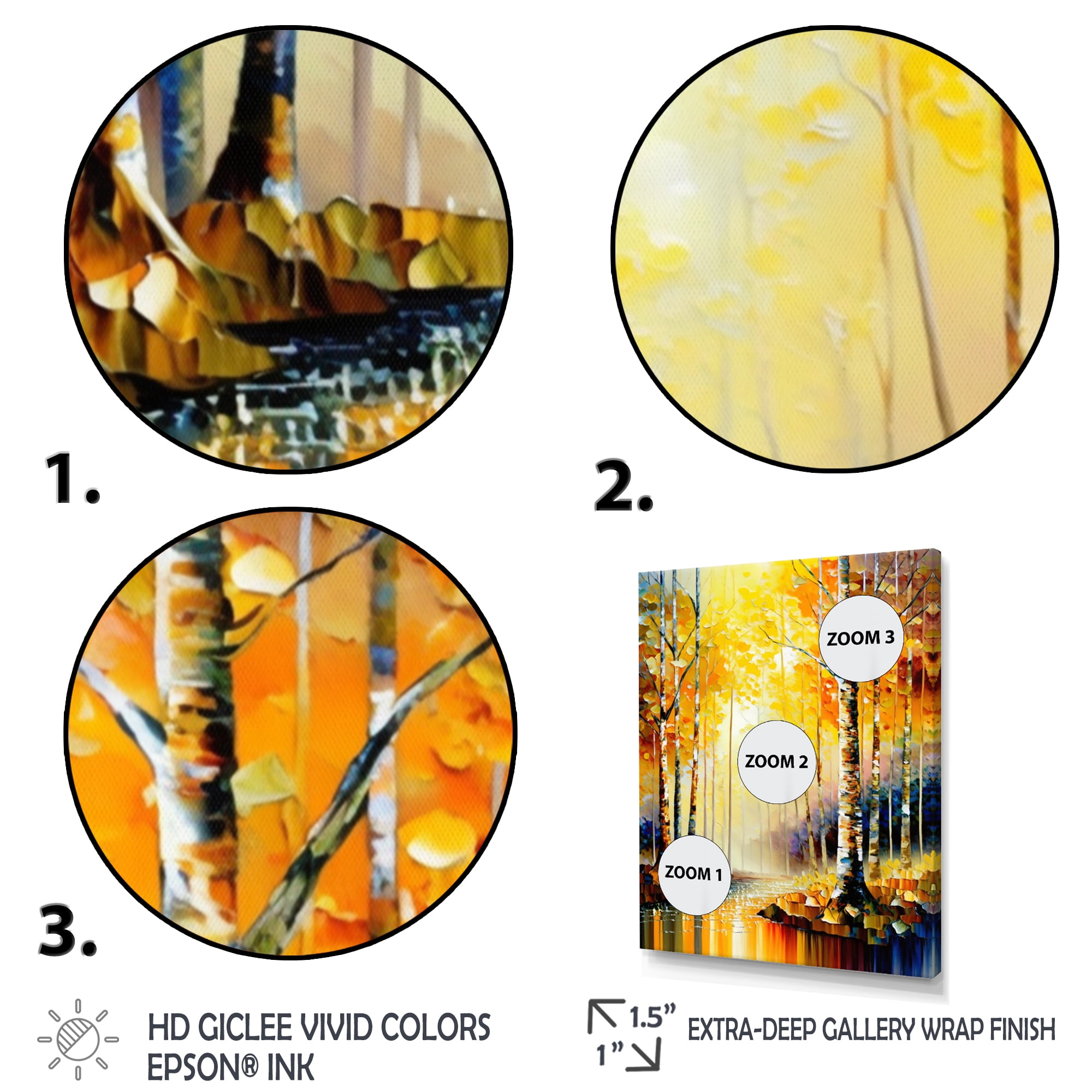 Designart River In Golden Birch Forest Canvas Wall Art