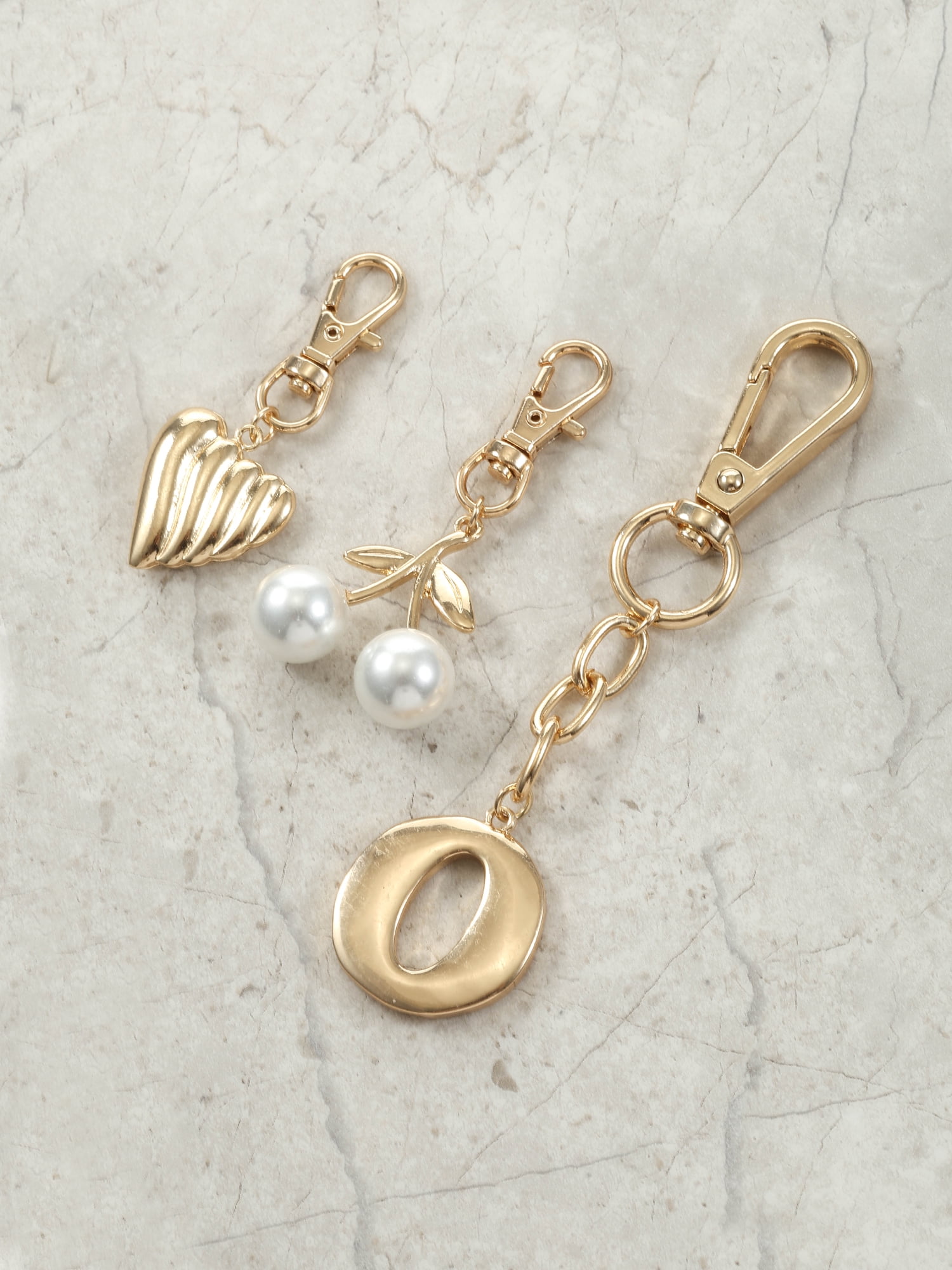 Time and Tru Goldtone Initial Letter Bag Charm Set, 3 Pieces, Letter O