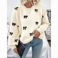 thumbnail image 4 of Women'S Y2K Print Sweater Crewneck Long Sleeve Drop Shoulder Knit Pullovers Sweaters Apricot M, 4 of 7
