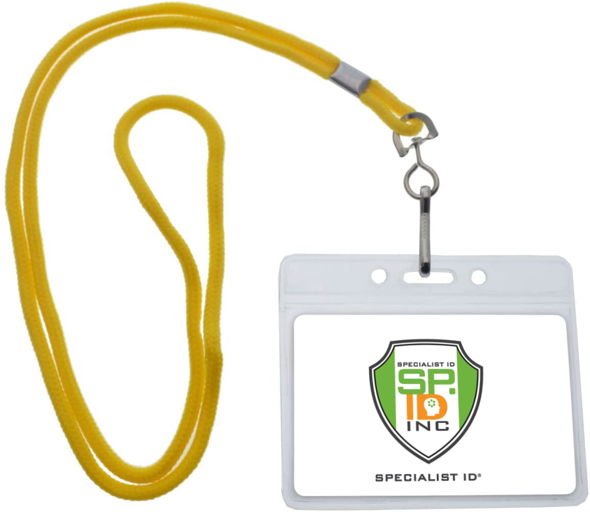 25 Pack Premium Vertical ID Name Badge Holders with Lanyards by Specialist ID 