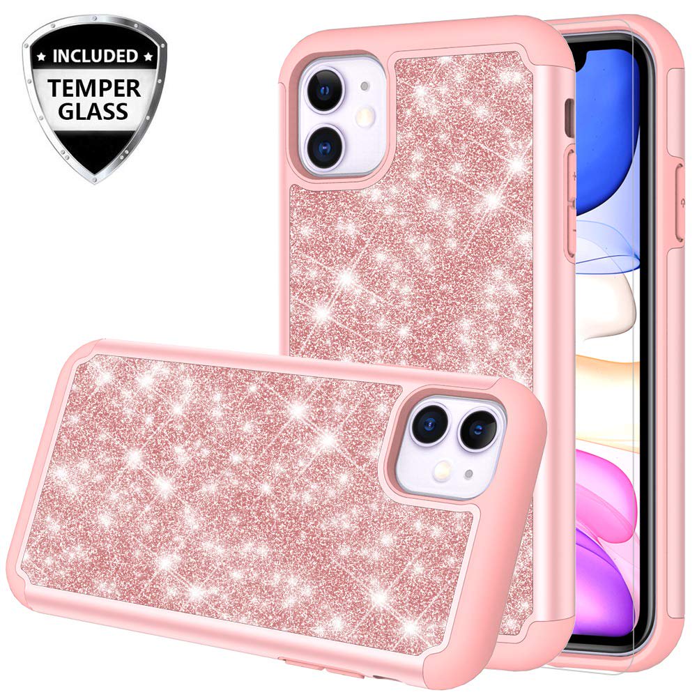 Apple iPhone 11 Case Cute Girls Women w[Tempered Glass Screen Protector