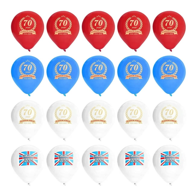 Pompotops Décoration 70 Ans Ballons Queens avec Ruban Doré Fête de Rue 2022 Célébration UK Liquidation