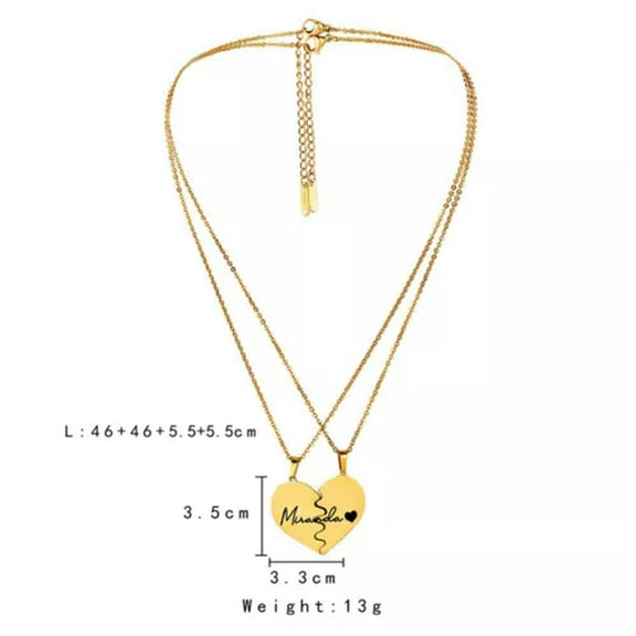 Personalised Custom Name Letter Necklace 1 Pair Couple Love Heart Lover Chain