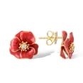 thumbnail image 3 of Santuzza Peony Earrings 925 Sterling Silver White Cubic Zirconia Enamel Red Flower Stud Earrings for Women, 3 of 5