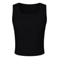 thumbnail image 7 of COMVALUE Women Built-in Bra Tank Tops Sleeveless Crewneck Rib Knit Shirts Slim Fit Basic Tee Tops (Black, XL), 7 of 7