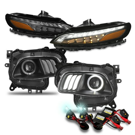 For 14-18 Jeep Cherokee LED Projector Black Headlights + DRL Lamps w/ 8K HID Kit