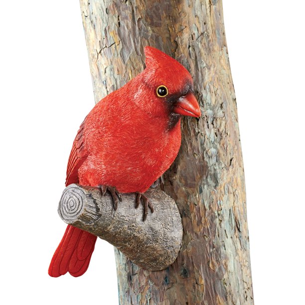 Textured Resin Cardinal Yard Figurine Decorative Yard Accent for Bird