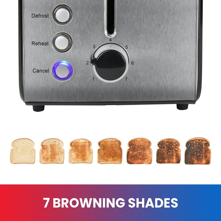 Toaster 2 Slice Best Rated Prime Stainless Steel 2 Slice Toasters Extra  Wide Slot Toasters 7 Shade Settings Defrost/Begal/Cancel with Removable  Crumb