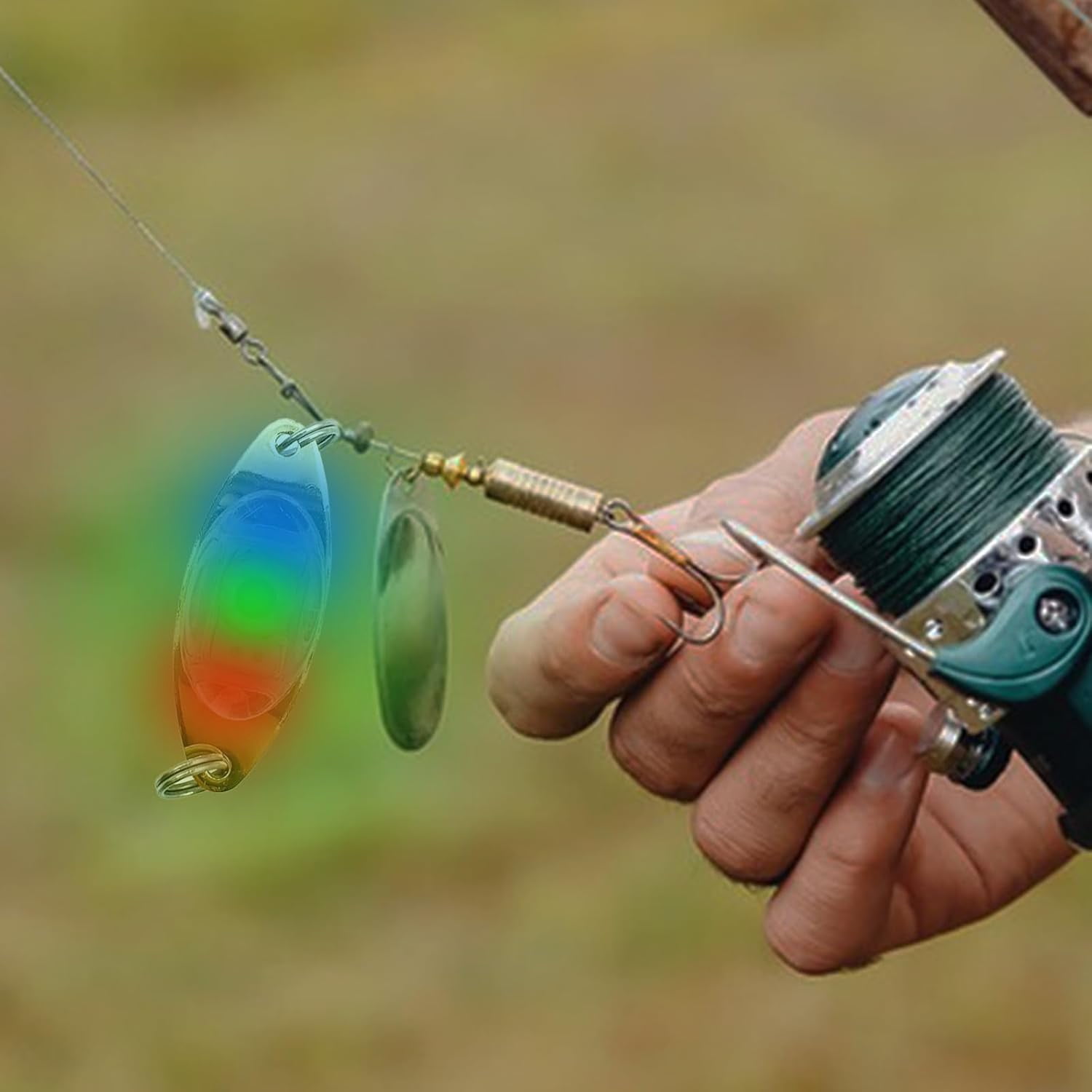 ABPETE 10 Pack Fishing Lures Fishing Spoons Underwater Flashing Strobe LED Fishing Lights Waterproof Diamond Lights Trolling Lures Halibut Rig Deep Drop Fishing Light