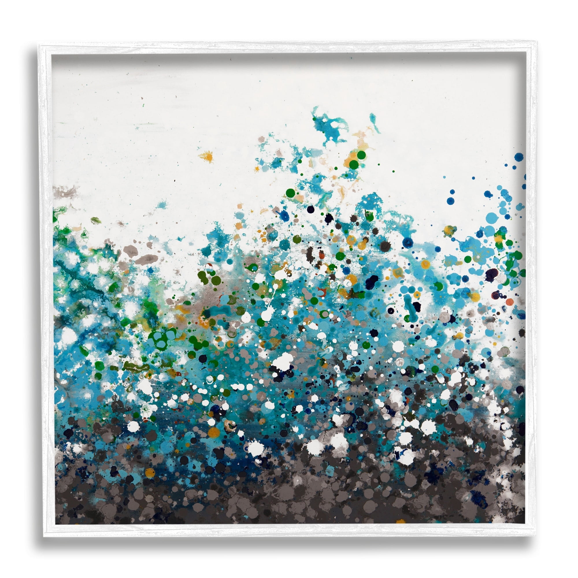 Stupell Industries Opaque Speckled Blue Abstract Paint Splatter Painting White Framed Art Print Wall Art, Design by Hilary Winfield
