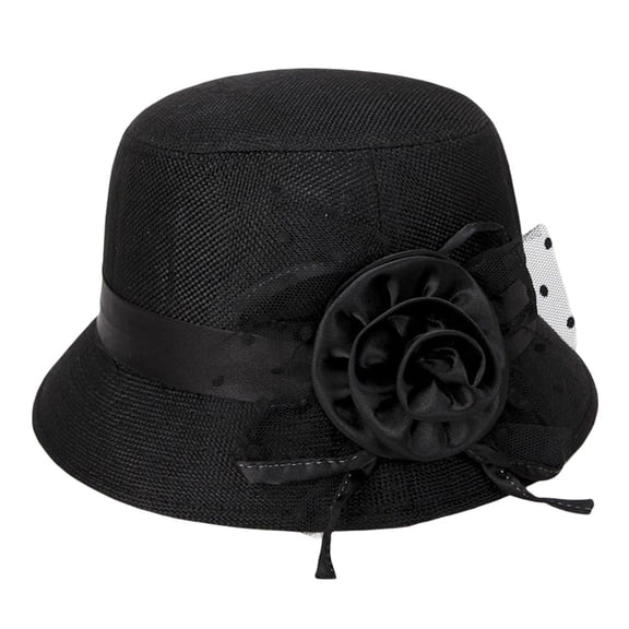 Women Top Hat Decor Sun Protection Hats Sun Hat Fashion Bucket Hat Casual Sunhat Black