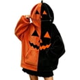thumbnail image 4 of FUZHIQ Mens Womens Halloween Pumpkin Blanket Hoodie Oversized Sweatshirt with Face Mask Jack O Lantern for Cosplay Holiday Party, S-XXXL, 4 of 7
