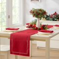 thumbnail image 2 of Holiday Red Provence Lattice Cutwork 70 inch Long Fabric Dining Table Runner, 2 of 7