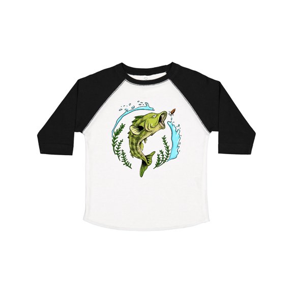 Inktastic Leaping Bass Fish Fishing Illustration Boys or Girls Toddler T-Shirt