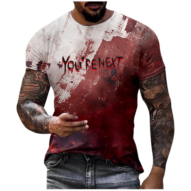 T-shirt à Manches Courtes Col Rond Imprimé Thème Halloween Festival Carnaval pour Hommes