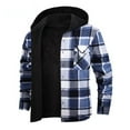 thumbnail image 4 of Men's Flannel Jacket Zip Up Hoodies Casual Plaid Coat with Pokect Winter Warm Sherpa Lined Sweatshirt,Light Blue2 L, 4 of 5