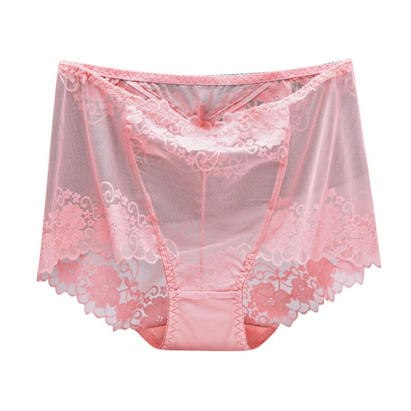 Mlkoz Womens Underwear Comfortable Soft Plus Size Panties High Waist Lace Mesh Briefs