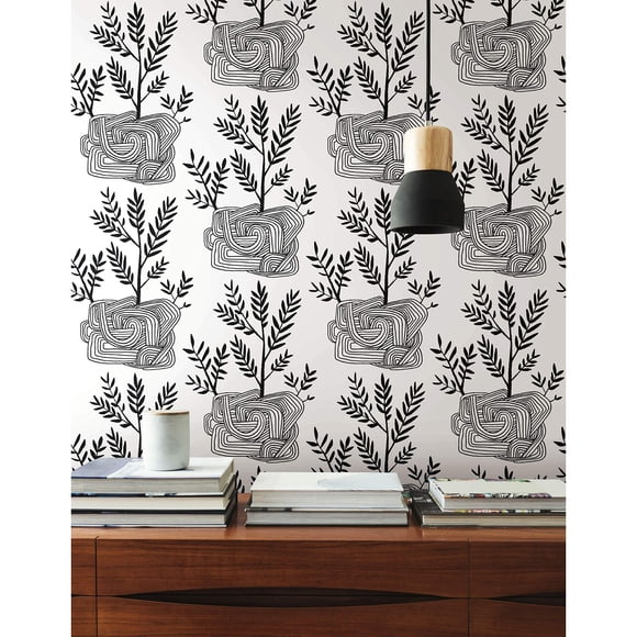 York Wallcoverings PSW1229RL Black Seedlings Premium Peel and Stick Wallpaper