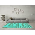 thumbnail image 3 of Ahgly Company Indoor Round Abstract Turquoise Blue Modern Area Rugs, 4' Round, 3 of 4