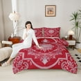 thumbnail image 4 of Manfei Female Men Red White Mandala 2pcs Bedding Comforter Set,Bohemian Theme Twin Comforter Sets,Exotic Style Breathable Bedding Set,Microfiber Bedroom Decor,Reversible, 4 of 8