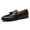 Black, variant on Santimon Men Tassels Loafers Slip On Casual Slipper Flats Leather Shoes Brown 7 US