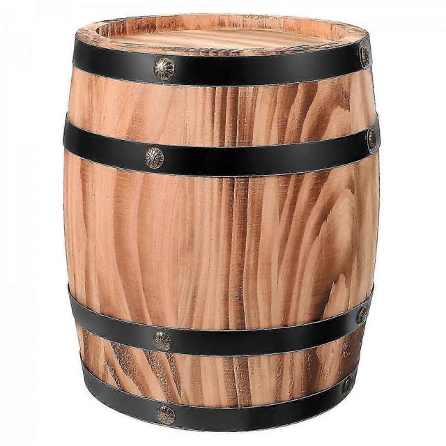 Handmade Wooden Barrel Decor, Natural Sturdy Craft, Retro Wine Barrel Ornament for Bar, Living Room, Bedroom, Office, or Outdoor Landscaping Display