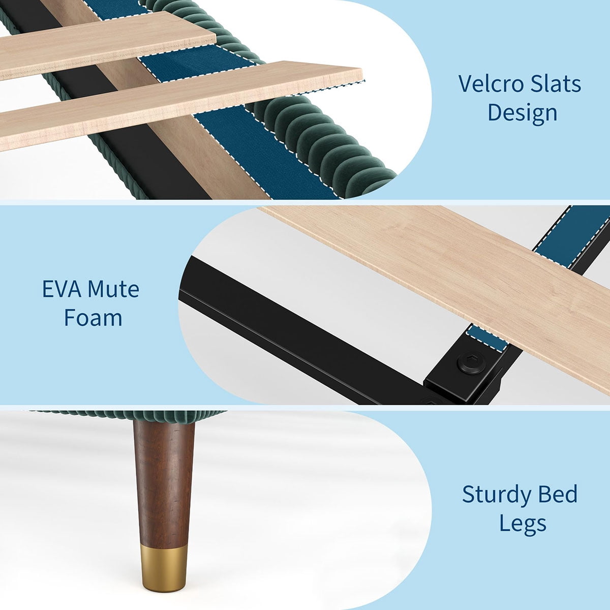 Ataucjin Twin/Full/Queen/King Size Platform Bed Frame, Modern Twin Bed Frame with Upholstered Headboard and Strong Metal Slats Support, No Boxing Spring Needed, Easy Assembly