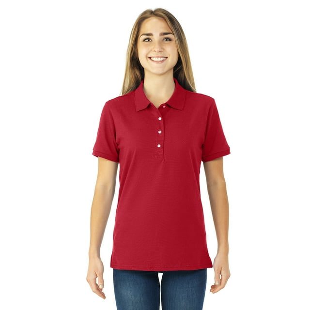 Jerzees Womens SpotShield Short Sleeve Jersey Sport Shirt, L, True Red
