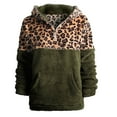 thumbnail image 5 of Women's Quarter Zip Hoodies Fashion Leopard Print Patchwork Casual Long Sleeve Pullover Sweatshirts Fall Winter Soft Comfy Warm Loose Coat, 5 of 7