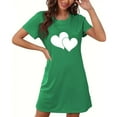 thumbnail image 4 of Chemise de Nuit pour Femmes Manches Courtes Vêtements de Nuit Confortables Chemises de Nuit Imprimées Col Rond Tee Robe de Nuit Douce Ample Pyjama Vert G, 4 of 5