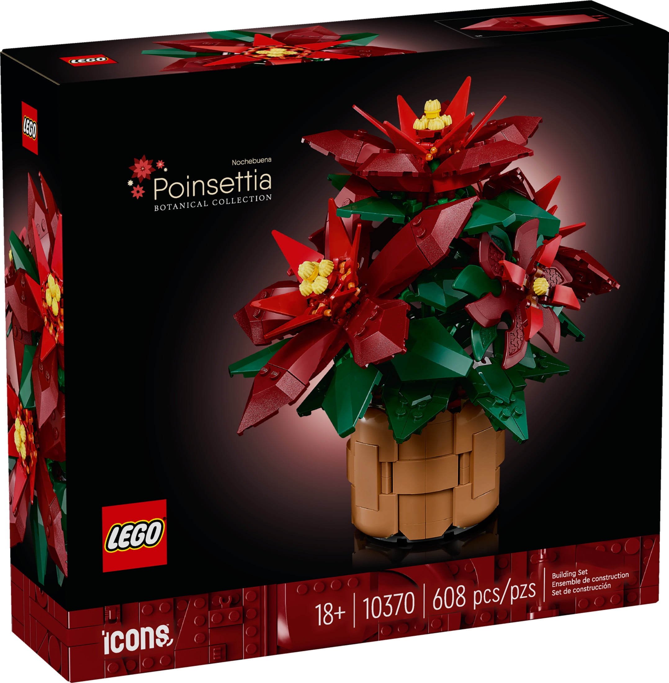 LEGO Icons Poinsettia Plant Building Set, Holiday Home Décor, Grande Italia Plant, Holiday Centerpiece, 10370