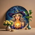 thumbnail image 3 of HELLOYOUNG 1PC 2D Flat Circular Aluminum Wall Decoration - Witch in Starry Night Plaque | Suitable for Indoor & Outdoor Use (Kitchen,, 3 of 9