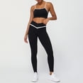 thumbnail image 1 of PISONIC Women 2 Piece Workout Sets Color Block Sports Bras Crossover Leggings Set Workout Tracksuit Yoga Outfits, 1 of 7