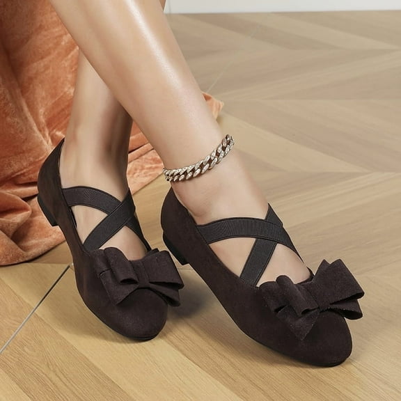 CucumberDay Women's Ballet Flat Shoes Pointed Toe Comfortable Casual Dressy Shoes Solid Flats Cusp Head Comfy Shoes for Women Brown Size 6-12