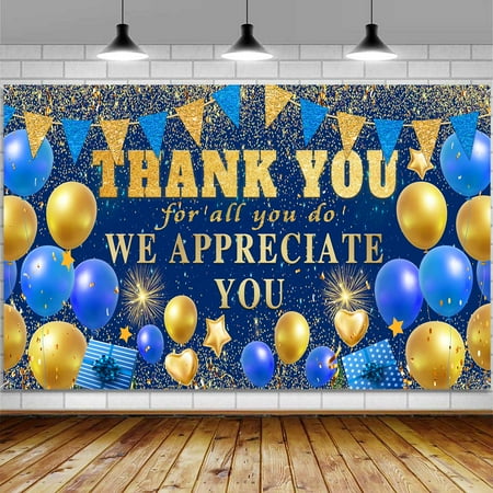 Staff Employee Appreciation Party Decorations Banner Backdrop, Thank You We Appreciate You Large Banner Party Decorations Supplies, Retirement Sign Poster Background Decor 72X44 Inch