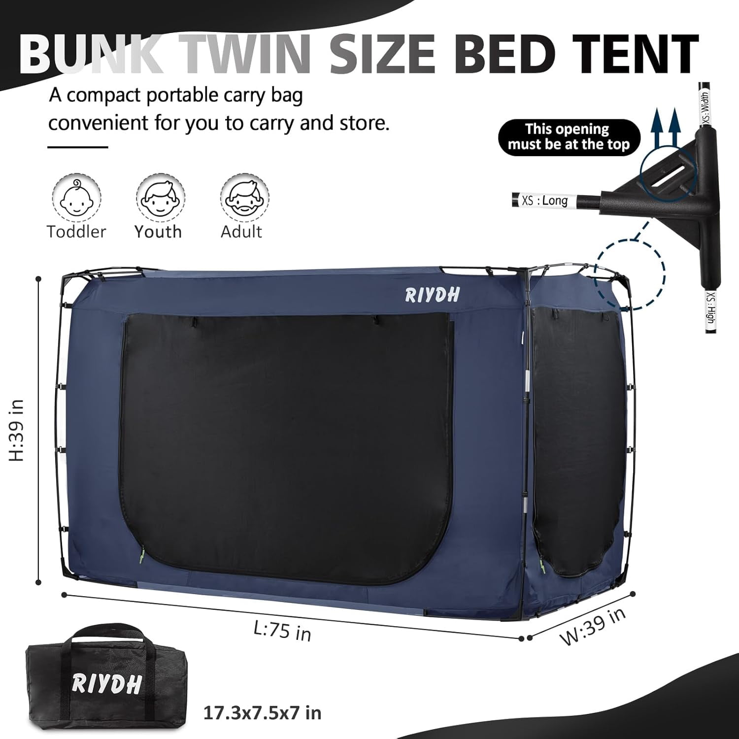 Bed Tent Bed Canopy Bunk Twin Size Tents for Adult and Kids- Portable Dream Tent Indoor Sleeping Tents 93% Blackout with 3 Doors Breathable Big Space Tents