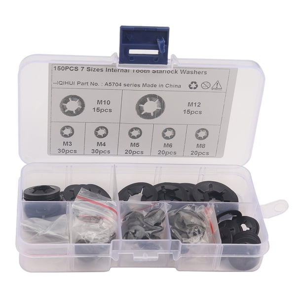 Arandelas De Seguridad De Estrella 150 unids Surtido Diente interno Star Block Laver Lavadoras M3 M4 M5 M6 M8 M10 M12 Ehuebsd Accesorios para autos y motos
