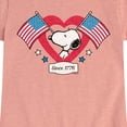 thumbnail image 3 of Peanuts - Snoopy Since 1776 Flag Heart - Toddler & Youth Girls Short Sleeve Graphic T-Shirt, 3 of 6