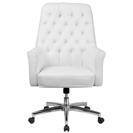 Flash Furniture - Hansel Traditional Mid-Back Traditional Tufted LeatherSoft Executive Swivel Office Chair - White