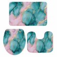 thumbnail image 2 of Abstract Marble Bathroom Rugs Set Teal Pink Stone Texture Natural Crack Modern Non Slip Absorbent Soft Bath Mats 3 Piece Set with Bathroom Rug, U-Shaped Floor Mat, Toilet Seat Cover Small Size, 2 of 9
