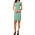 thumbnail image 2 of INSPIRE CHIC Women's Sheath Dress Sleeveless Boat Neck Wear-to-Work Dress Light Green M, 2 of 6
