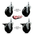thumbnail image 2 of 4 Inch Soft Rubber ½ Inch Threaded Stem Caster Set 2 Brakes SCC, 2 of 2