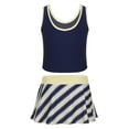 thumbnail image 3 of MSemis Kids Girls Tankini Swimwear Swimsuit Set T-shirt Tops with Stripe Printed Skirt, 3 of 5
