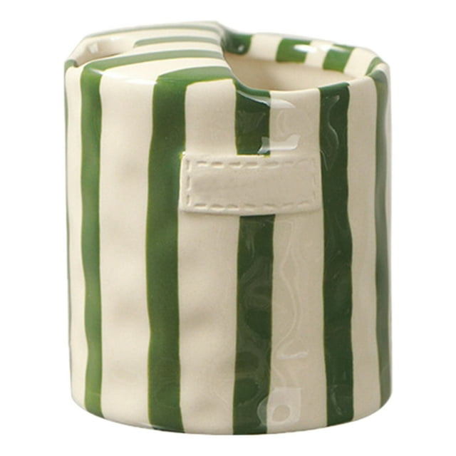 Hand Painted Striped Ceramic Coffee Mug Retro Art Porcelain Cup Heat Non For Home Kitchen Dining Valentine's Holiday