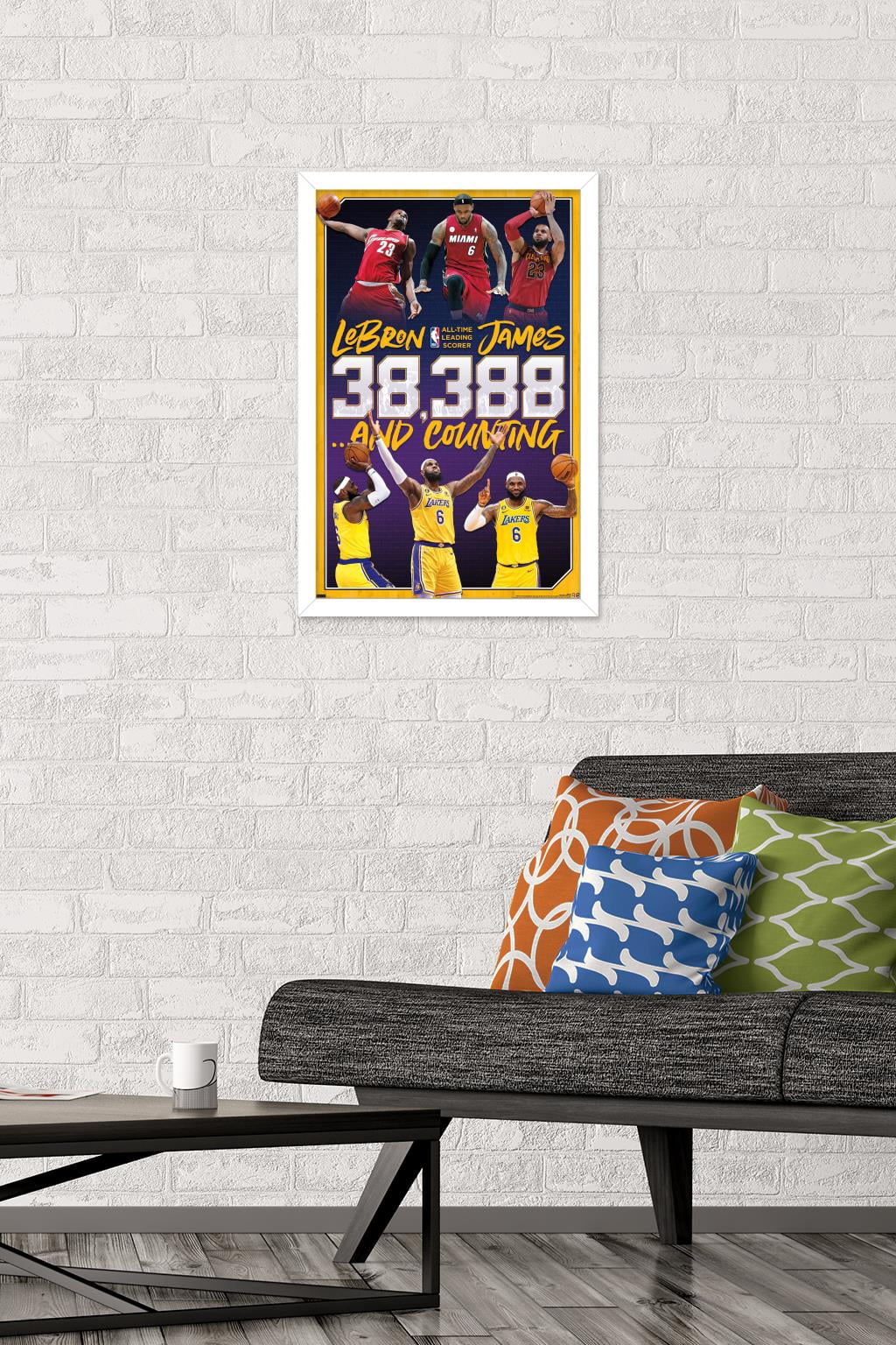 NBA League - LeBron James All-Time Scoring Leader Wall Poster, 14.725" x 22.375" Framed