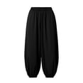 thumbnail image 7 of Plus Size Women's Polyester High Waist Loose Jogger Pants, Breathable Cuffed Ankle Side Pocket Trousers, Relaxed Loungewear Bottoms for Travel Daily Errands | TruHer,Black 2XL, 7 of 7