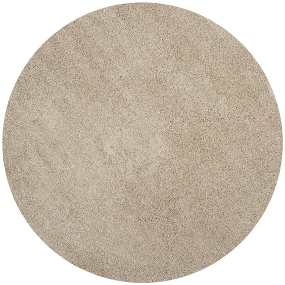 SAFAVIEH Laguna Neven Plush Solid Shag Area Rug, Sand, 5'3" x 5'3" Round