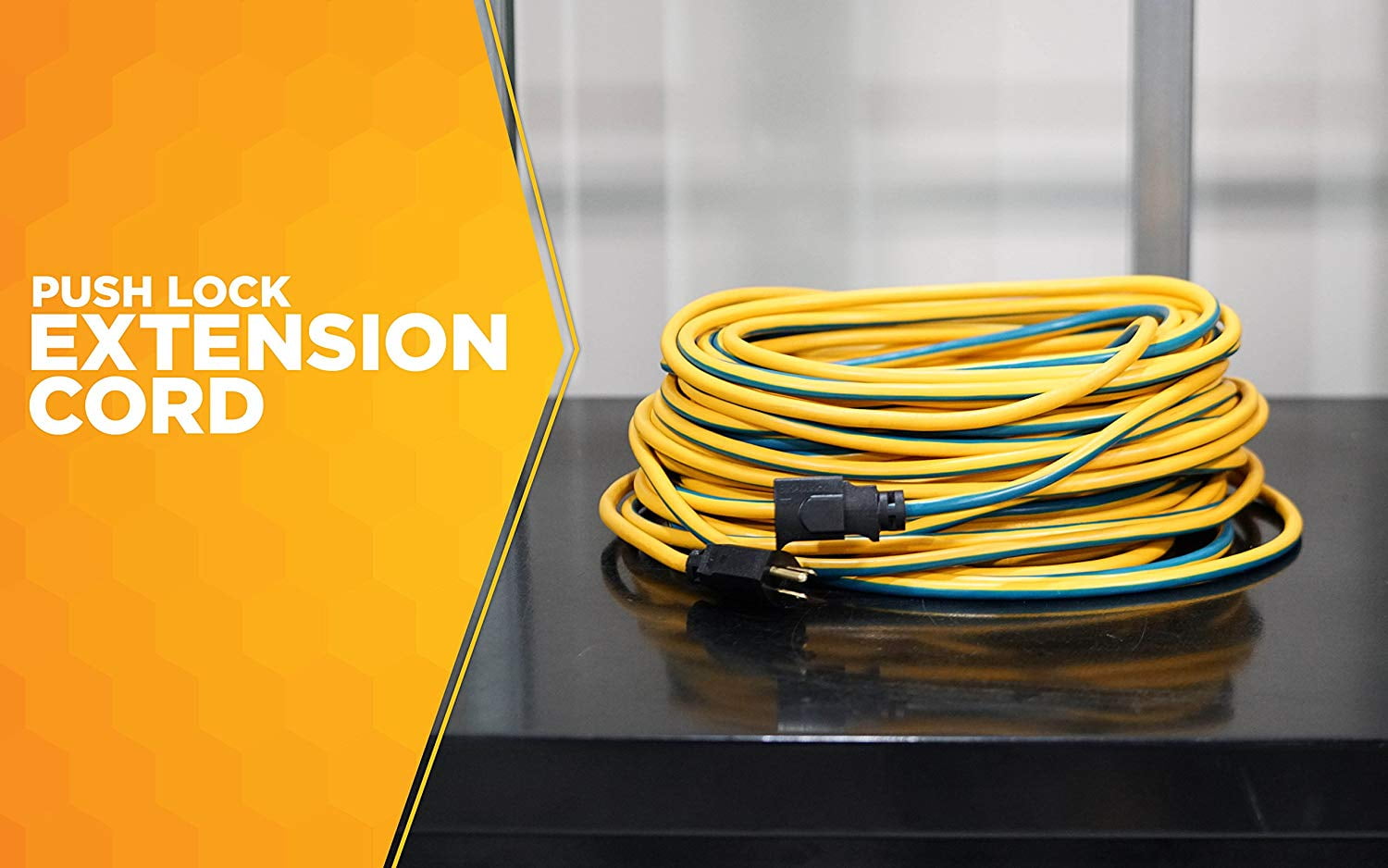 Coleman Cable 24398826 100' Yellow & Blue Locking Extension Cord