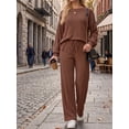 thumbnail image 4 of Cueply Two Piece Sets for Women Outfits Fall Lounge Set Sweatshirt Knit Pullover Sweater Tops Wide Leg Pants, 4 of 8