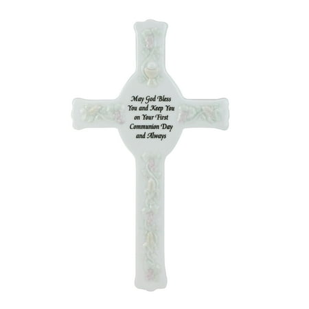 First Holy Communion Porcelain - First Holy Communion Porcelain Wall Cross 8.75
